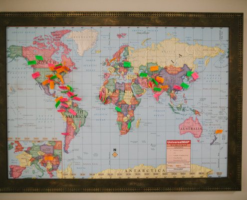 Paper Pins in World Map